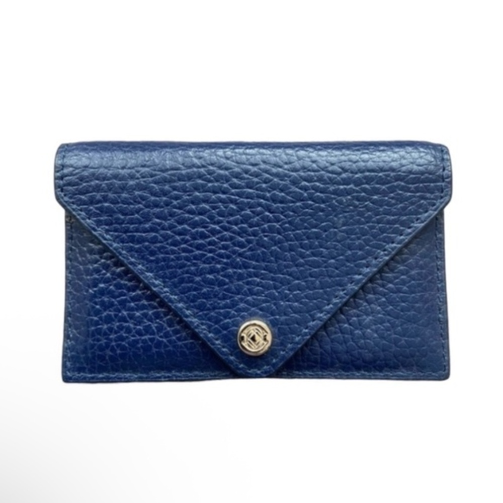 Dagne Dover blue leather envelope card holder case